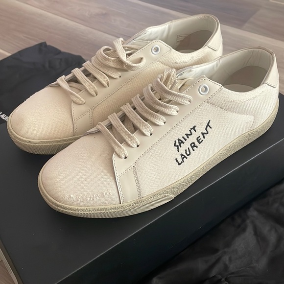 Men Saint Laurent Court Classic SL/06 Low Distressed Cream 39.5 Embroidered - Picture 1 of 12